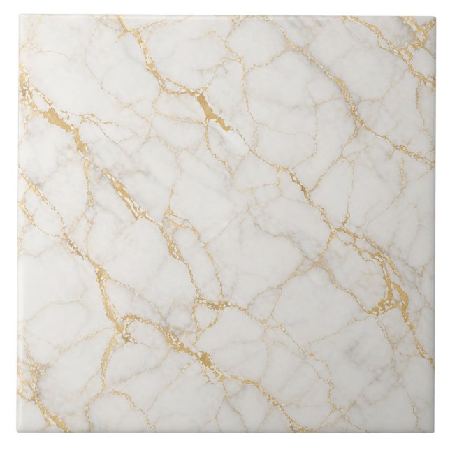 White Gold Marble Luxury Seamless Pattern Tile (Front)