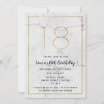 White & Gold Marbled 18th Birthday Invites<br><div class="desc">White & Gold faux foil Marbled 18th Birthday Invites - we have other ages available in this design.</div>