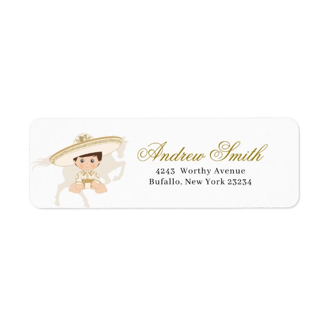 White Gold Mexican Boy Baptism 1st Birthday (Front)