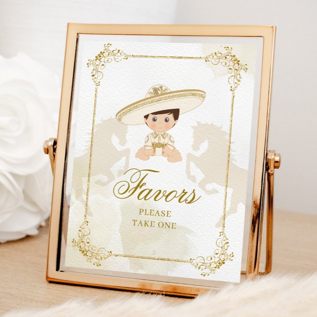White Gold Mexican Boy Baptism 1st Birthday Favour Poster (Creator Uploaded)