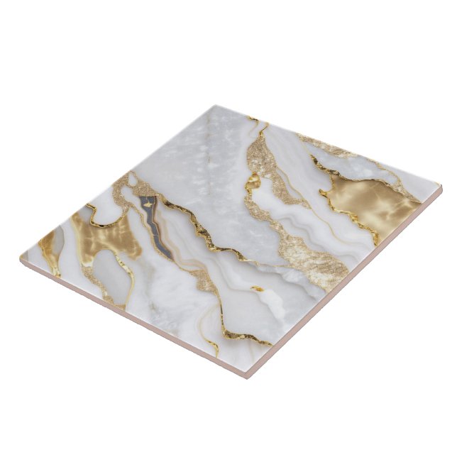 White Gold Modern Marble Agate Collection Tile (Side)