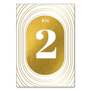 White & Gold Modern Minimalist Arch Wedding Table Number