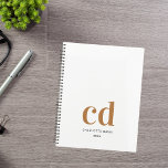 White gold monogram initials modern 2026 planner<br><div class="desc">A stylish white background,  golden and black text. Personalize and add your monogram initials,  name and a year (any year)</div>