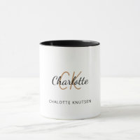 White gold monogram initials script elegant