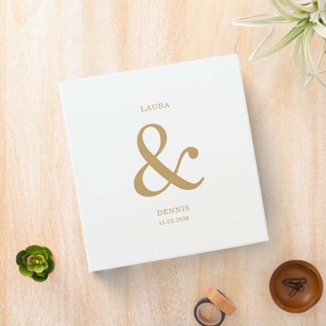 White Gold Monogram Personalized Wedding Album Binder (In Situ)