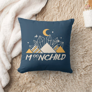   White Gold Moon Child Pyramids And Crystal  Throw Pillow