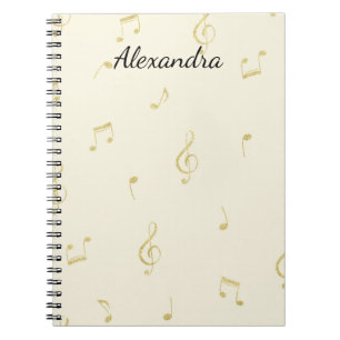 White Gold Music Notes Notebook