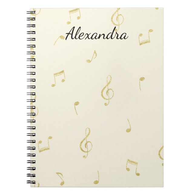 White Gold Music Notes   Notebook (Front)