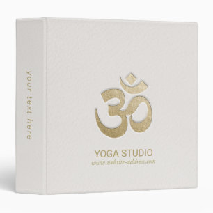 White & Gold OM Symbol Yoga Mediation instructor Binder