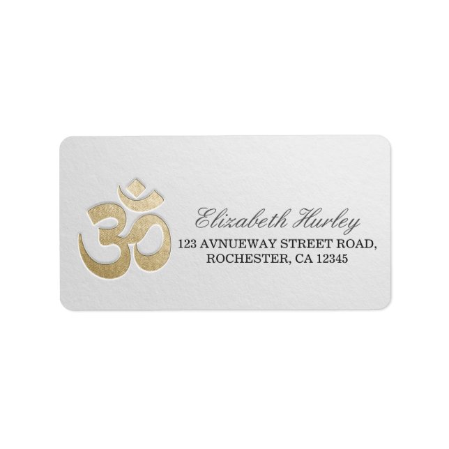 White & Gold OM Symbol Yoga Mediation Instructor Label (Front)