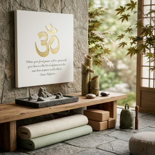 White & Gold OM Symbol YOGA Meditation Instructor Canvas Print