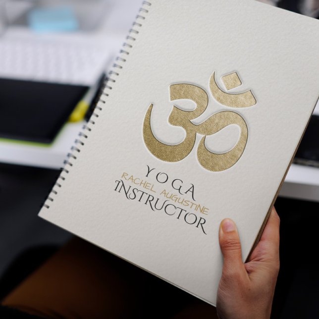 White & Gold OM Symbol YOGA Meditation Instructor Notebook (Creator Uploaded)