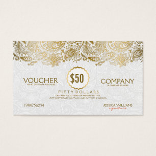 White & Gold Paisley Lace Voucher