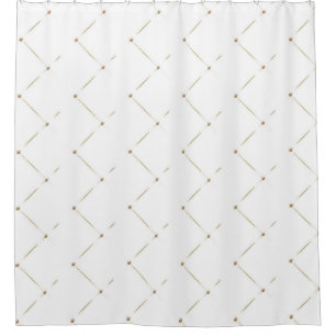 WHITE GOLD PATTERN SHOWER CURTAIN