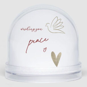 White & Gold Peace & Love Photo Year Snowglobe