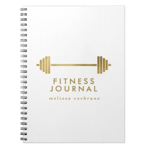 White & Gold Personalized Fitness Journal