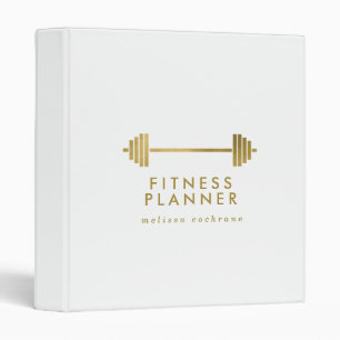 White & Gold Personalized Fitness Planner Binder