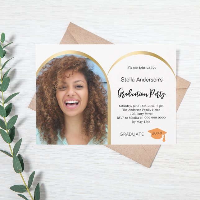 White gold photo arch graduation 2025 invitation (Creator Uploaded)