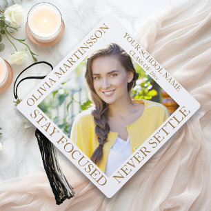 White Gold Photo Dream Stay Focused Graduation Graduation Cap Topper