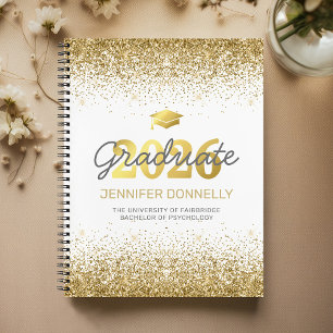 White & Gold Photo Graduation Guest Book