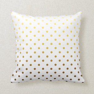 White Gold Polka Dot Throw Pillow