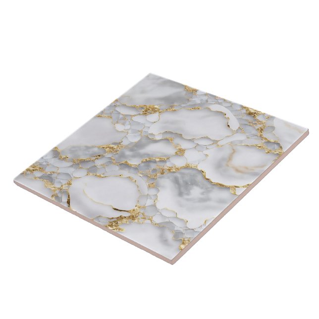 White Gold Popular Marble Agate Collection Tile (Side)