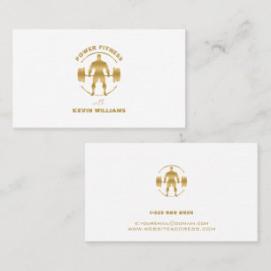White Gold Power Fitness Logo Business Card