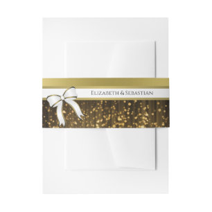 White & Gold Ribbon Wedding Invitation Invitation Belly Band