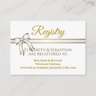 White & Gold Ribbon Wedding Registry Enclosure