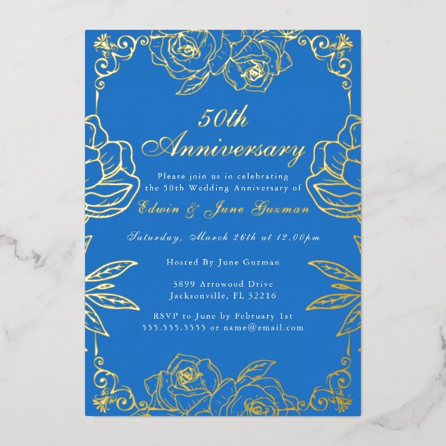 White Gold Rose Garden 50th Wedding Anniversary  (Front)