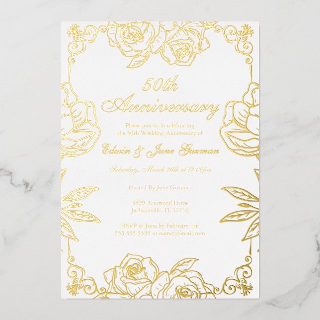 White Gold Rose Garden 50th Wedding Anniversary  (Front)