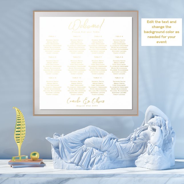 White Gold Seating Chart 12 Table Real Foil  (Creator Uploaded)