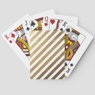White & Gold Shiny Elegant Striped Playing Cards