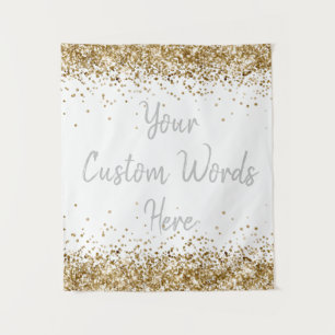 White Gold Silver Backdrop Personalized Photobooth Tapestry