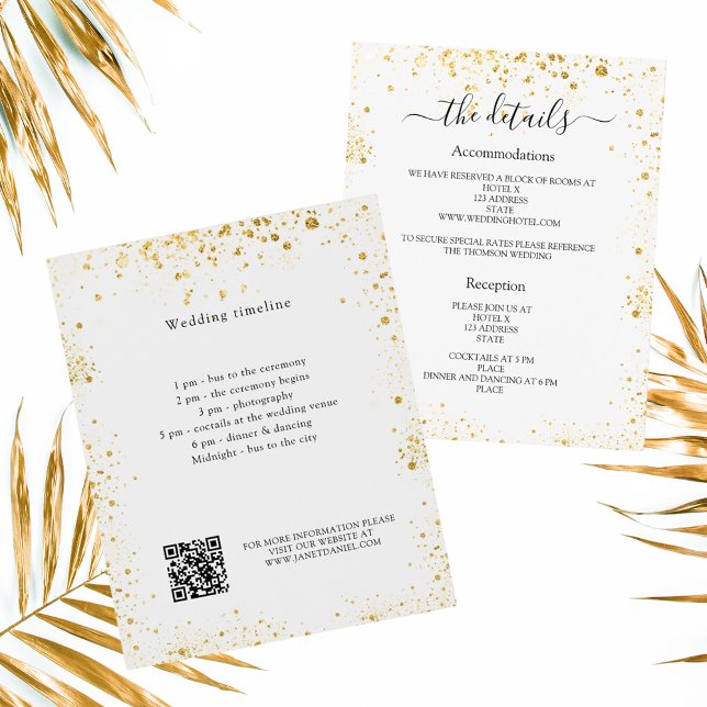 White gold sparkles wedding program details QR (Creator Uploaded)