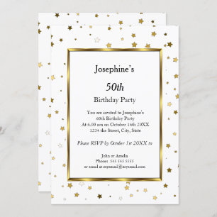 White Gold Stars 50e Anniversaire Fête Invitation