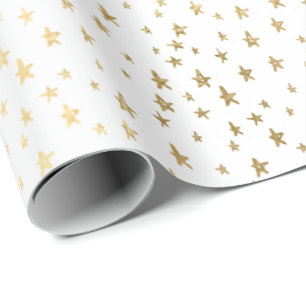 White Gold Stars Confetti Delicate Confetti Event Wrapping Paper