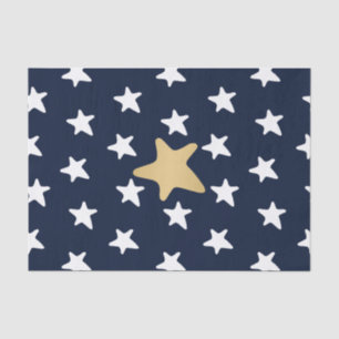 White & Gold Stars Pattern Tissue Paper