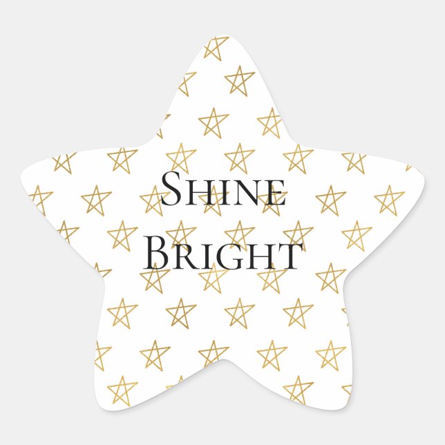 White Gold Stars Shine Bright  Star Sticker (Front)