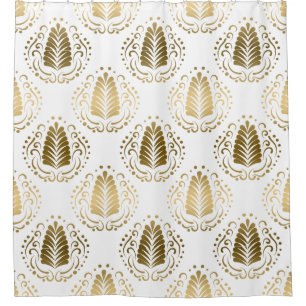 White & & Gold Stylized Damask
