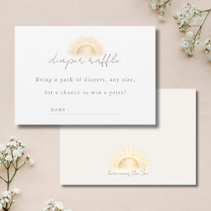 White Gold Sunshine Baby Shower Diaper Raffle Card