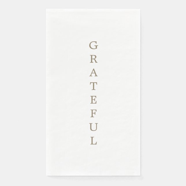 White Gold Text "GRATEFUL" Napkin (Front)