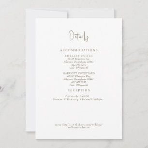 White Gold Text Wedding Details Enclosure Invitation