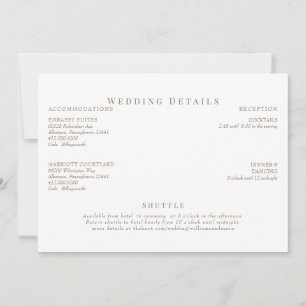 White & Gold Text Wedding Details Invitation