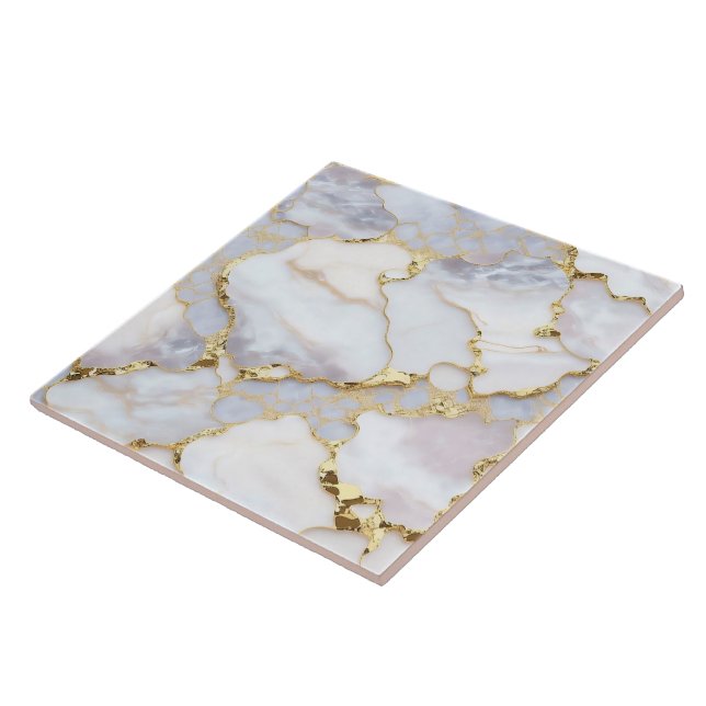 White Gold Trendy Marble Agate Collection Tile (Side)