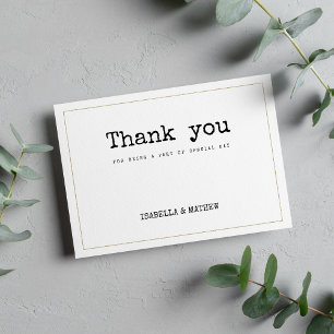 White gold typewriter font rustic style Thank You Invitation