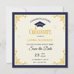 White Gold Vintage Graduation Save the Date