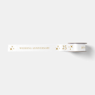 White Gold Wedding Anniversary 25 Years Satin Ribbon