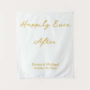 White & Gold Wedding Banner Personalized Ceremony Tapestry