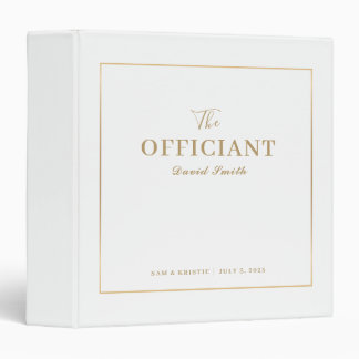 White Gold Wedding Officiant Personalized Couple Binder